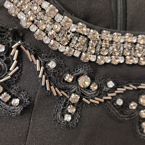 Luna Black Cocktail Dress with sequin neck line - Picture 5 of 11